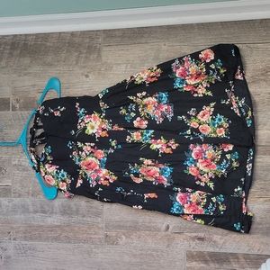 No Boundaries Halter Tie Knee Length Floral Dress